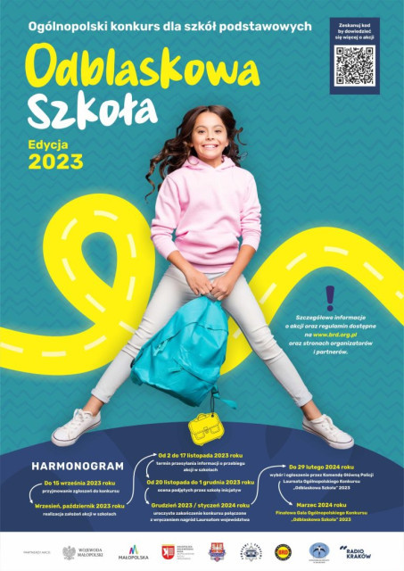 Plakat akcji ,,ODBLASKOWA SZKOŁA 2023”