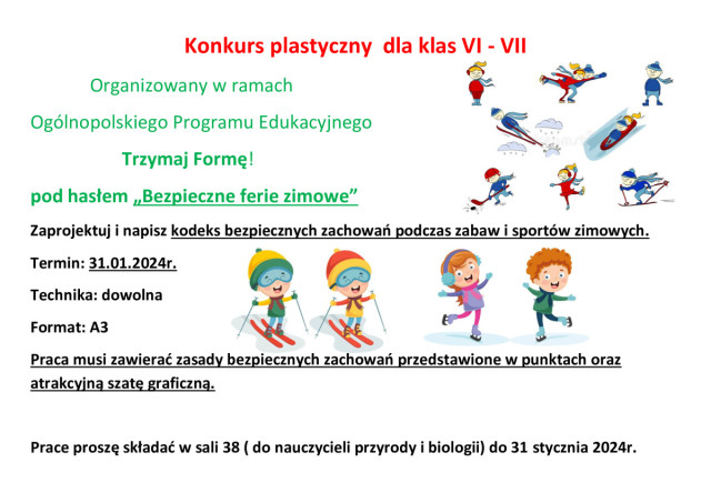 "Bezpieczne ferie" - konkurs plastyczny