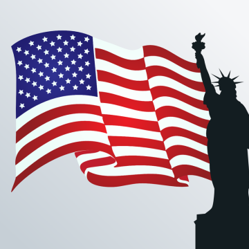 Flaga USA i Statua Wolności