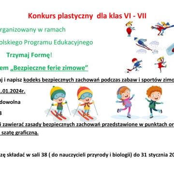 "Bezpieczne ferie" - konkurs plastyczny