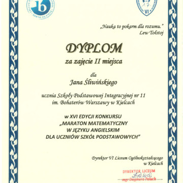 MARATON MATEMATYCZNY W JĘZYKU ANGIELSKIM